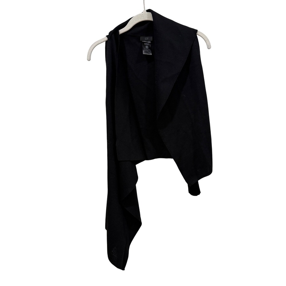 Crea Concept Black Asymmetrical Wool Blend Knit Draped Vest Size 38 Sleeveless